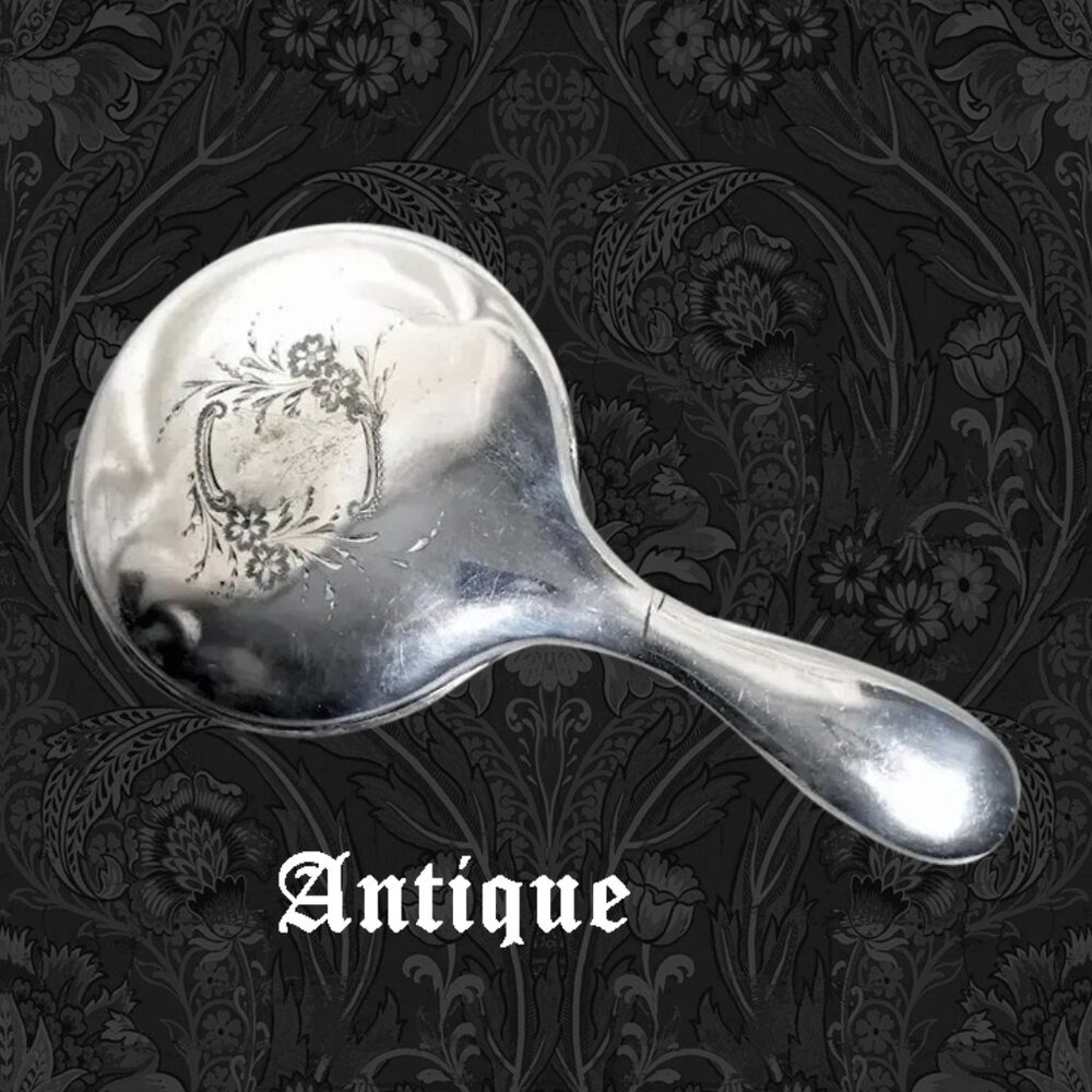 Antique Art Nouveau Hand Mirror, Warranted Quadruple Plated Silver